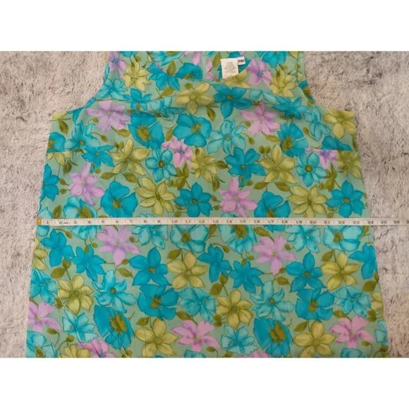 Vintage Floral Crinkle Midi Shift Dress 18WP Green Purple Cottage - Picture 6 of 9